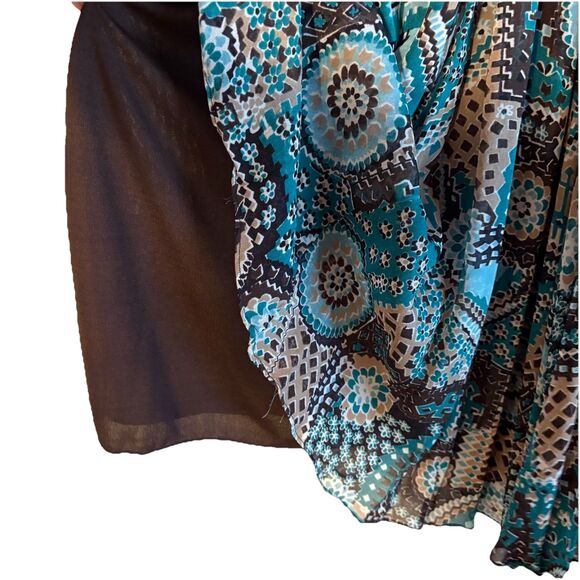 Dressbarn Tank Midi Shift Dress Brown Turquoise Paisley‎ Crochet NEW Sz 16W - Picture 10 of 13